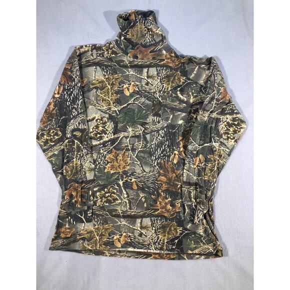 vtg Cabela’s Seclusion 3D Camo Mock Neck Long Sleeve Shirt Men L Hunting Outdoor - Picture 1 of 6